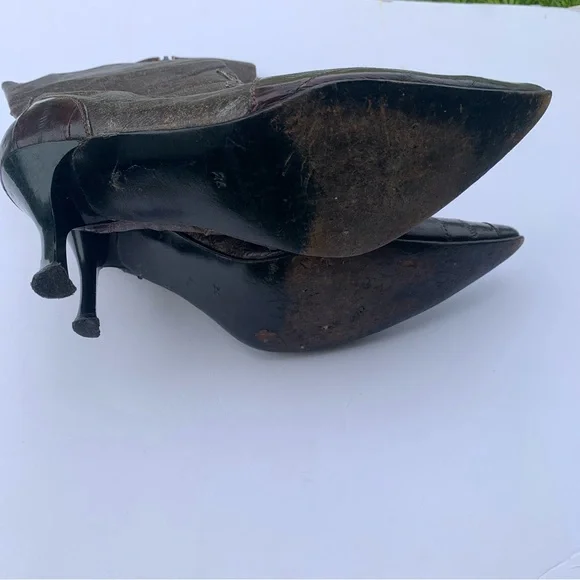 Lady Camp Fashion Exotic Eelskin Leather Boots Mobwife Whimsigoth Sz Mex 26/US 8 - Picture 10 of 11